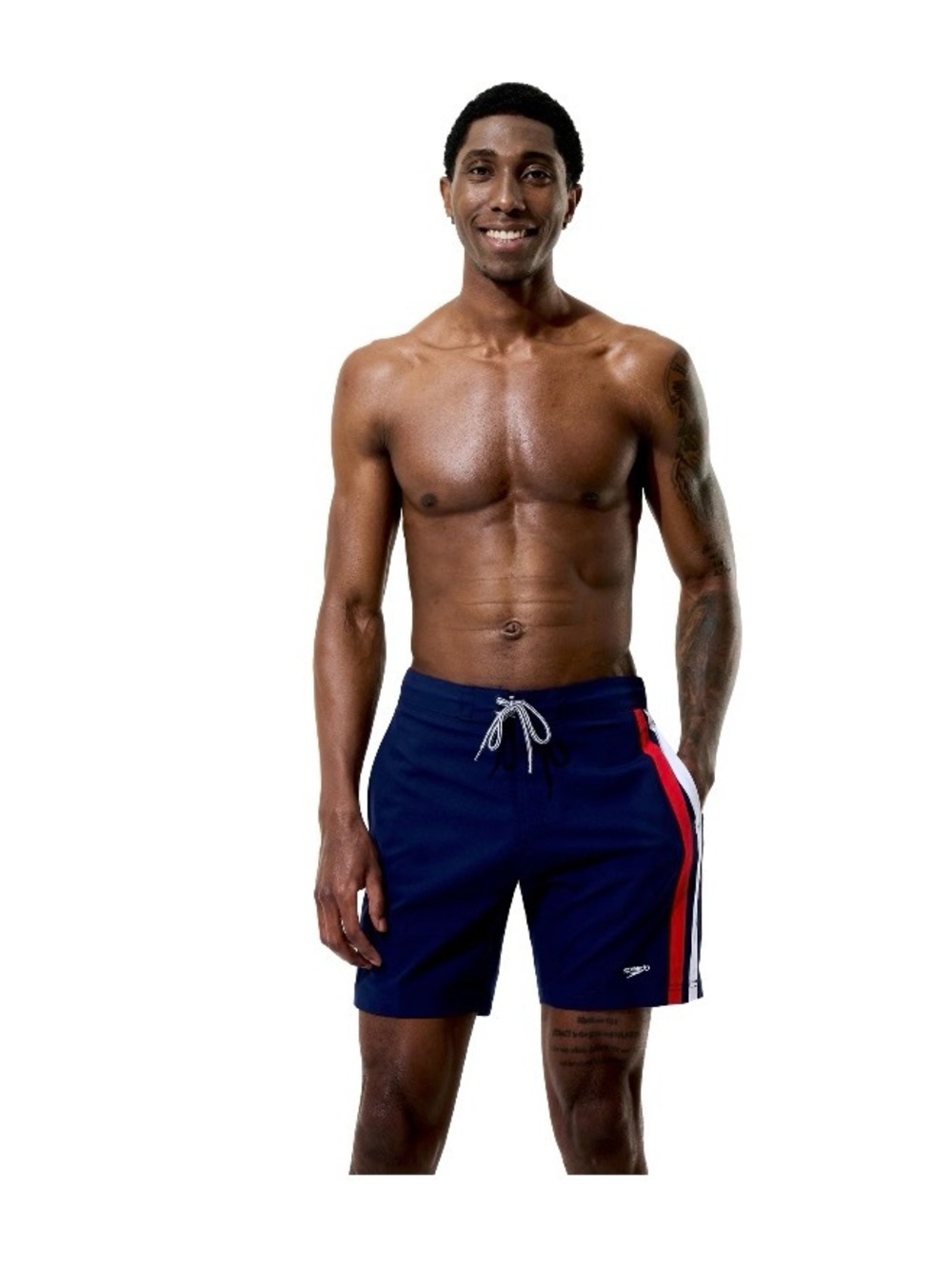 Speedo Men's Colorblock 7.5" Boardshort with Comfort Brief Liner Blue Red